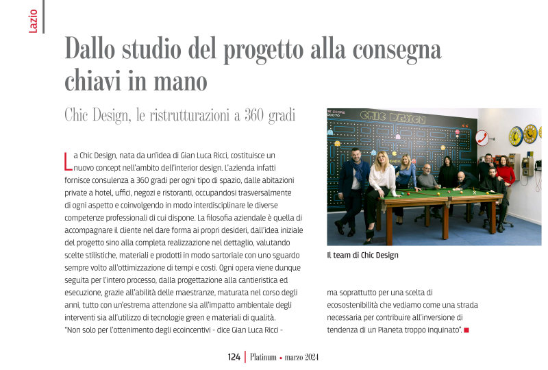 CHIC DESIGN - CHI SIAMO - Articolo PLATINUM